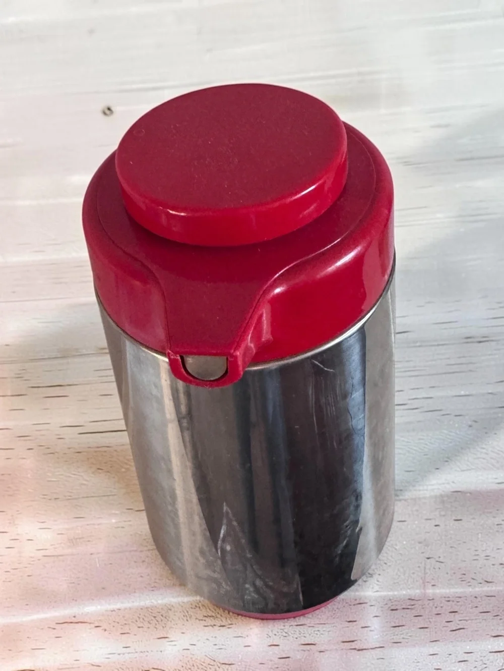 Vintage Corning Thermatique Stainless Steel and Red Plastic Coffee Carafe